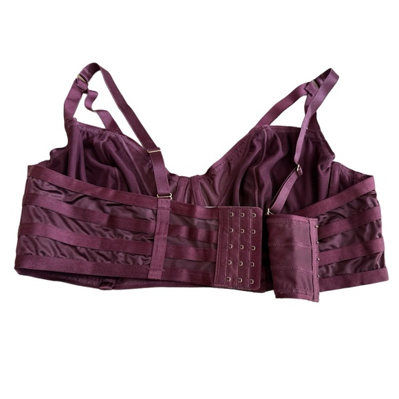 Torrid Plus Size Sexy Strappy Satin Underwire Bra in Deep Burgundy Sz 2 NWT - Picture 8 of 17